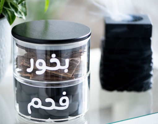 Picture of Two Stackable glass jar with Black bamboo lid