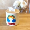 Picture of Tissue box with wood lid - Round - Rainbow label