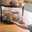 Picture of Rotary Black  Stand 14 Jars 350 ml Set - Natural Wood