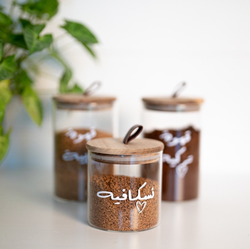 Picture of Leather lid jar -set of 3