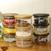 Picture of Three Stackable glass jar with Three Dark lid