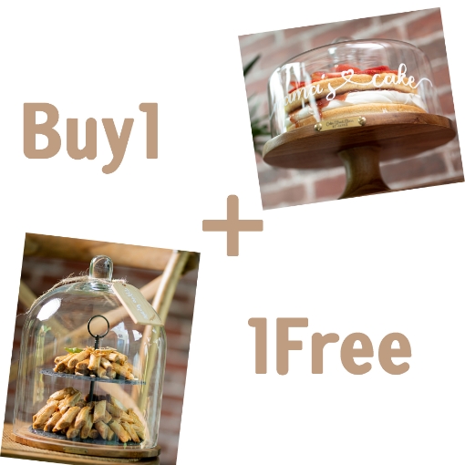 Picture of Buy 1 Two tiers Slate Cake stand with glass dome - Get 1 Cake Amazon Stand Free